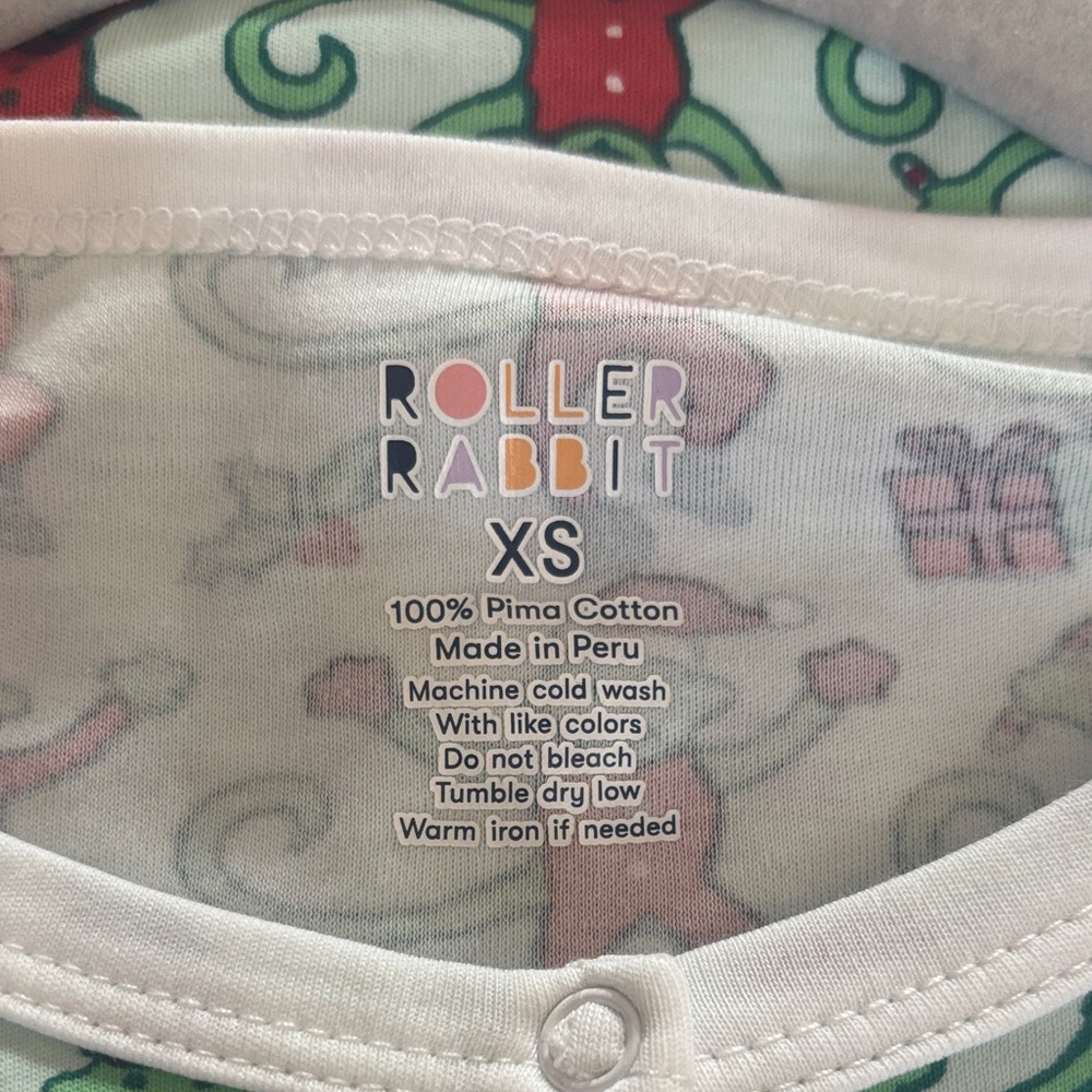 Roller Rabbit Mint Green Holiday Monkey Print Pajama Nightgown - Picture 2 of 6